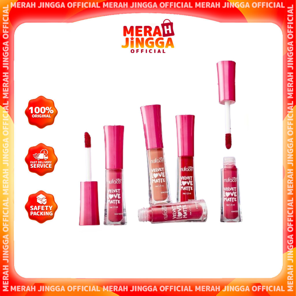 Nuface Velvet Love Matte Lip Cream Matte Ringan, Intense & Tahan Lama Nu Face Merah Jingga Official