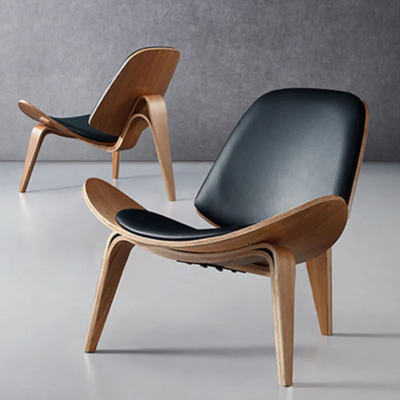 2025 Replica Hans Wegner Style Three-legged Shell Chair Ash Plywood ...