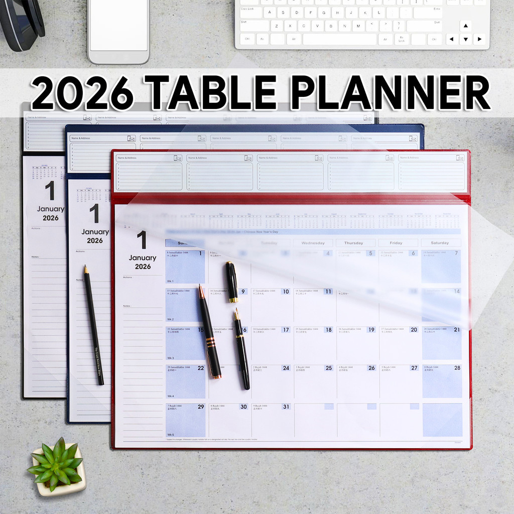 VCR 2026 Table Calendar Planner A2 Size PVC Cover Desktop Planner 12 ...