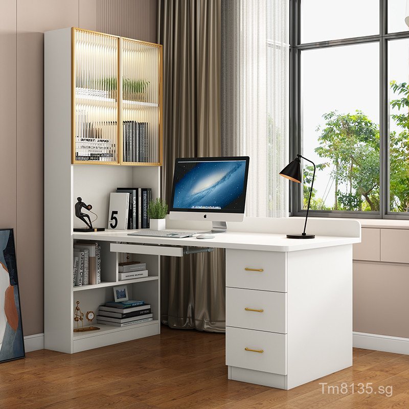 Desk9U Study Desk with Bookshelf, Solid Wood, Simple Design, Student ...