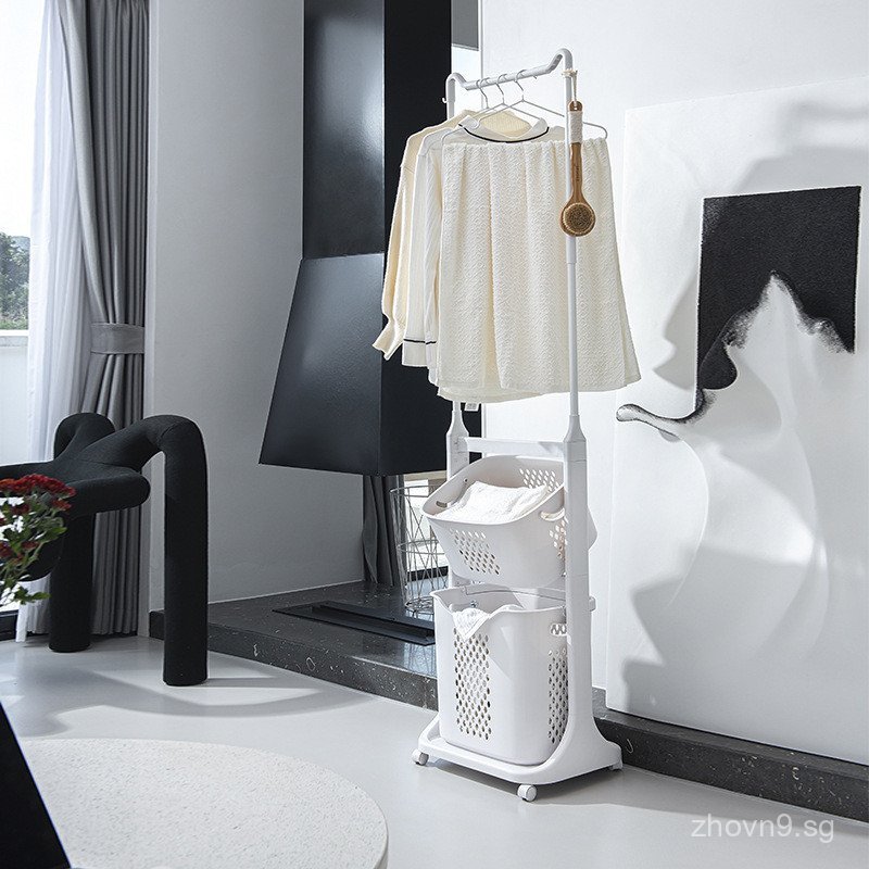 Floor-standing Clothes Rack with Wheels for Bedroom Storage, Bathroom ...