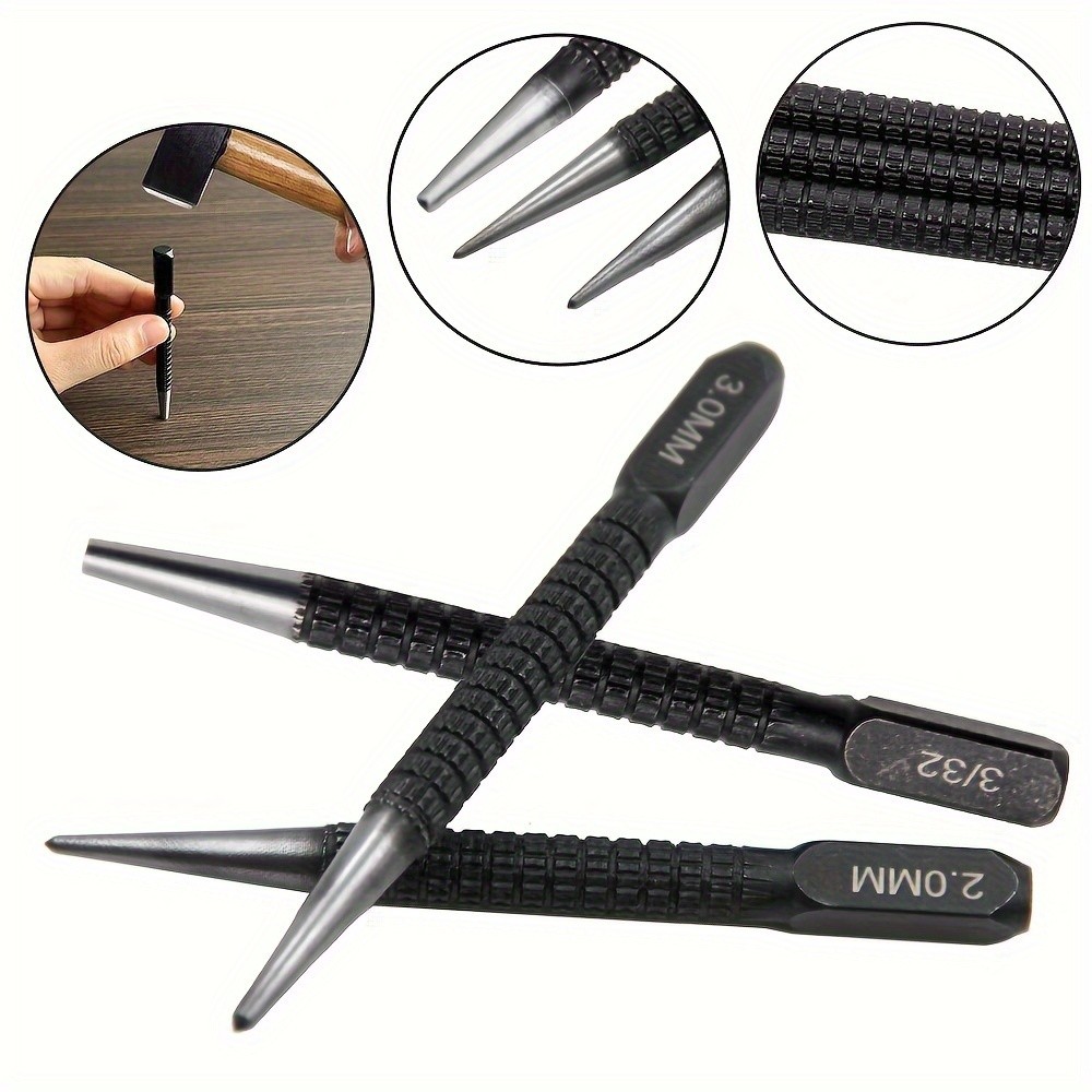 4pcs High Speed Steel Nail Setter Punch & Center Punch Set - Nail ...