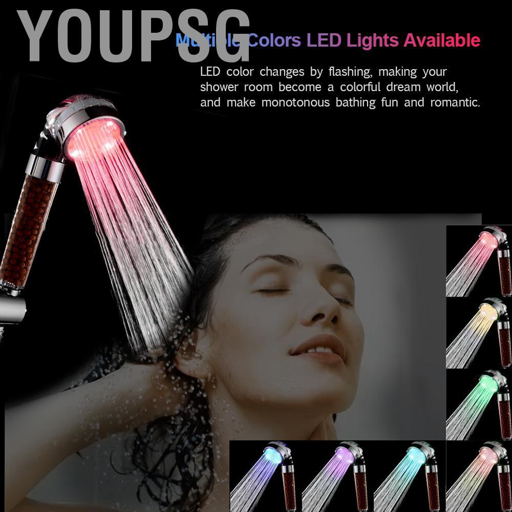 Youpsg LED Hand Shower Head Ionic Filter Multiple Colors Automatically ...