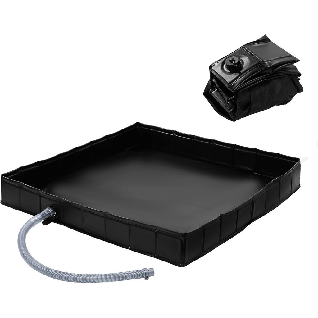 Foldable Shower Base 41x41x5 Inches – Portable Camping Shower Pan With Drain Hose, Waterproof PVC, Easy Setup For Outdoor Tents, RVs, And Beach Trips