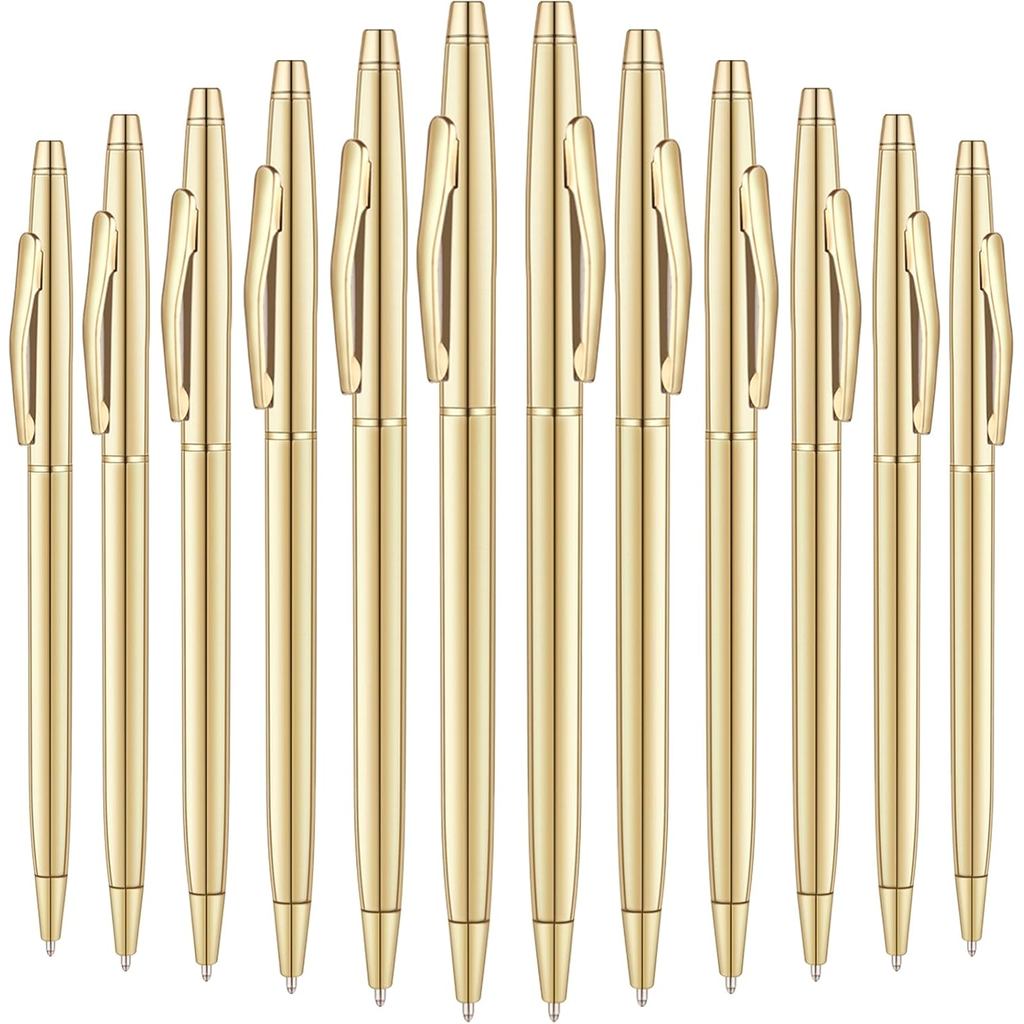 Unibene 18 Pack Slim Gold Ballpoint Pens Black Ink 1 mm - Black ink ...