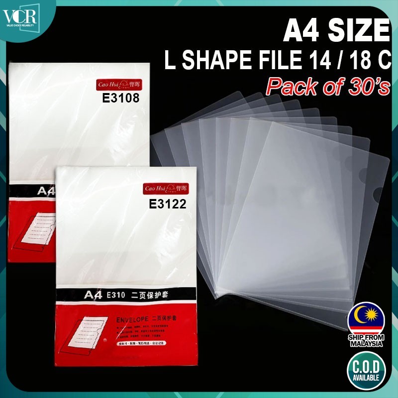 VC Art 30's A4 Clear L Shape File Protector Durable Document Holders ...
