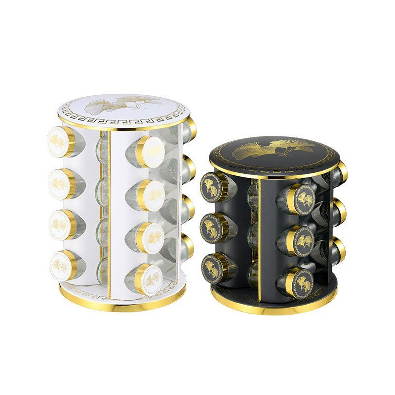 Round Ginkgo Leaf Spice Rack Stainless Steel Kitchen Spice Rack Golden ...