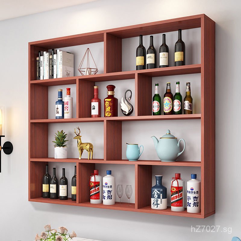 Simple Restaurant Wall-Mounted Wine Cabinet Beverage Rack Wine Cabinet ...