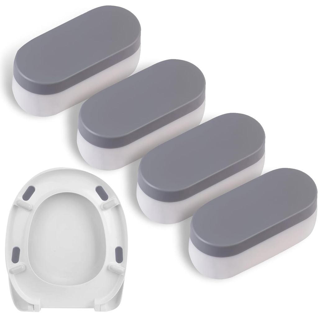 20-Piece Toilet Seat Bumper Kit – Soft Rubber Adhesive Pads For Cushioning & Noise Reduction, Universal Fit For Bidet-Compatible Seats (Gray)