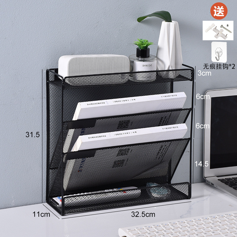 File Rack Wall-Mounted Wall-Mounted Folder Rack Metal Book Storage Rack ...