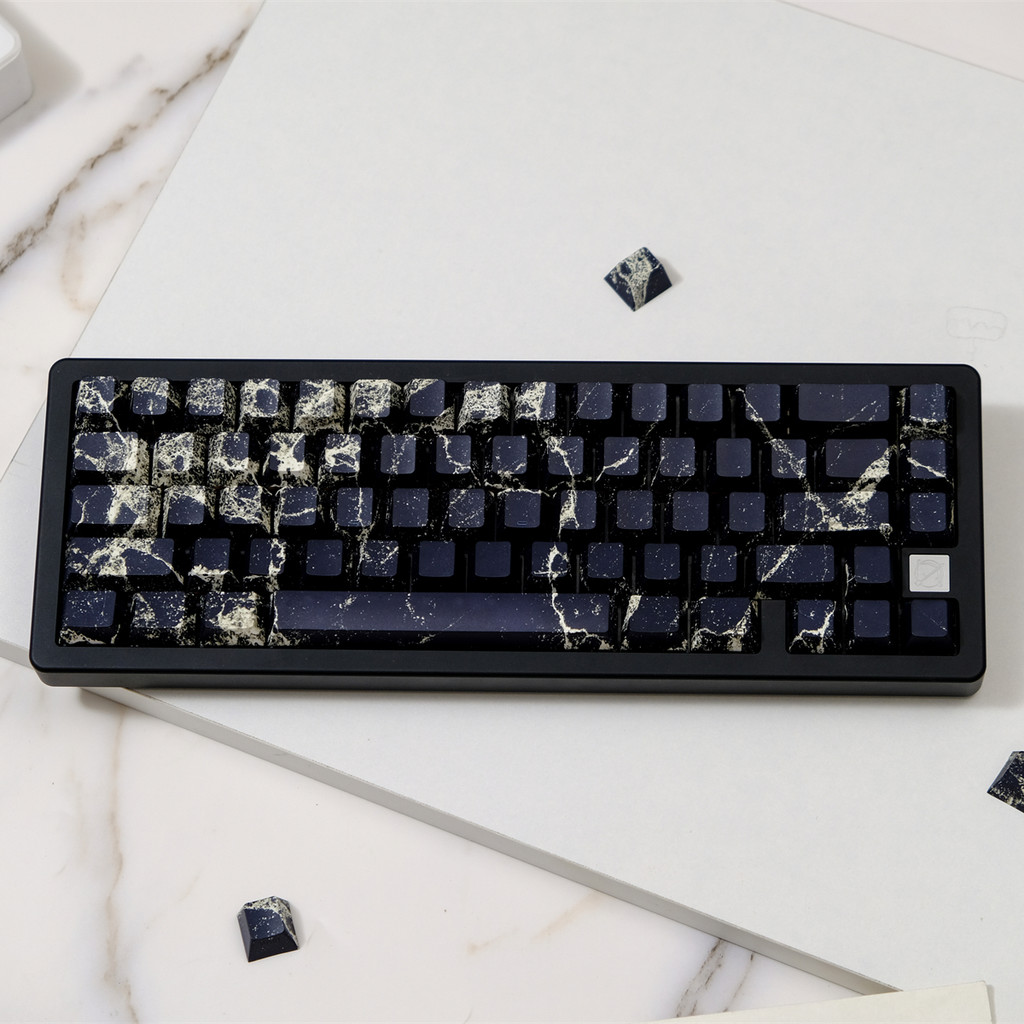 keycap keyboard Black marble side engraved transparent keycap PBT ...