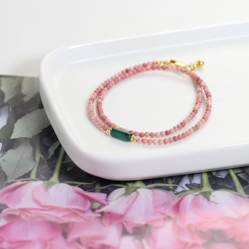 Natural Malachite Rose Pyroxene Bracelet Female Original Design Recruit ...