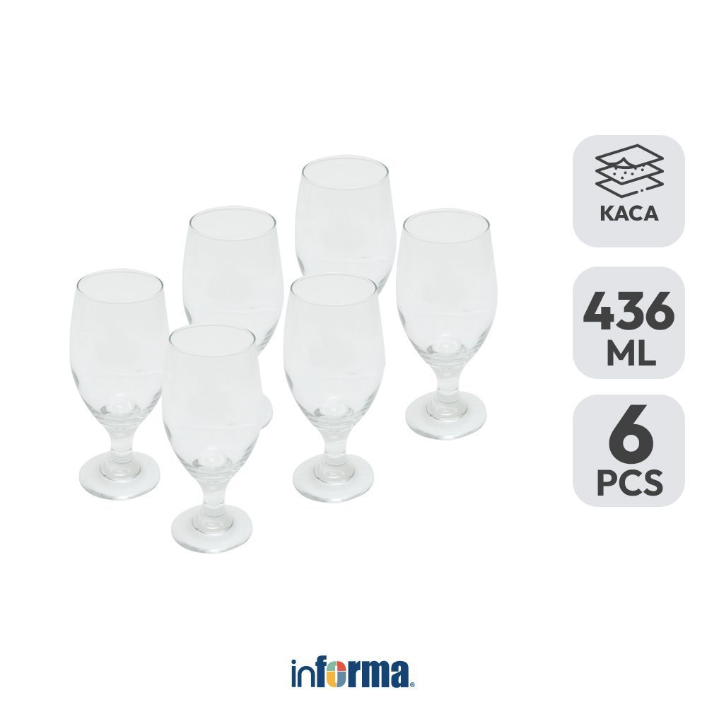 Informa Libbey Grande Glass Beer Glass 436 ML Set of 6 Transparent Cups ...