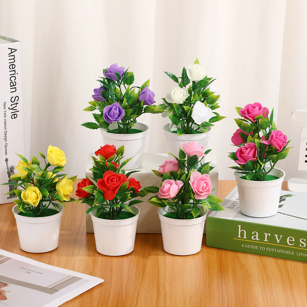 Artificial Roses In Pots Beautiful And Realistic Colors Place Any ...