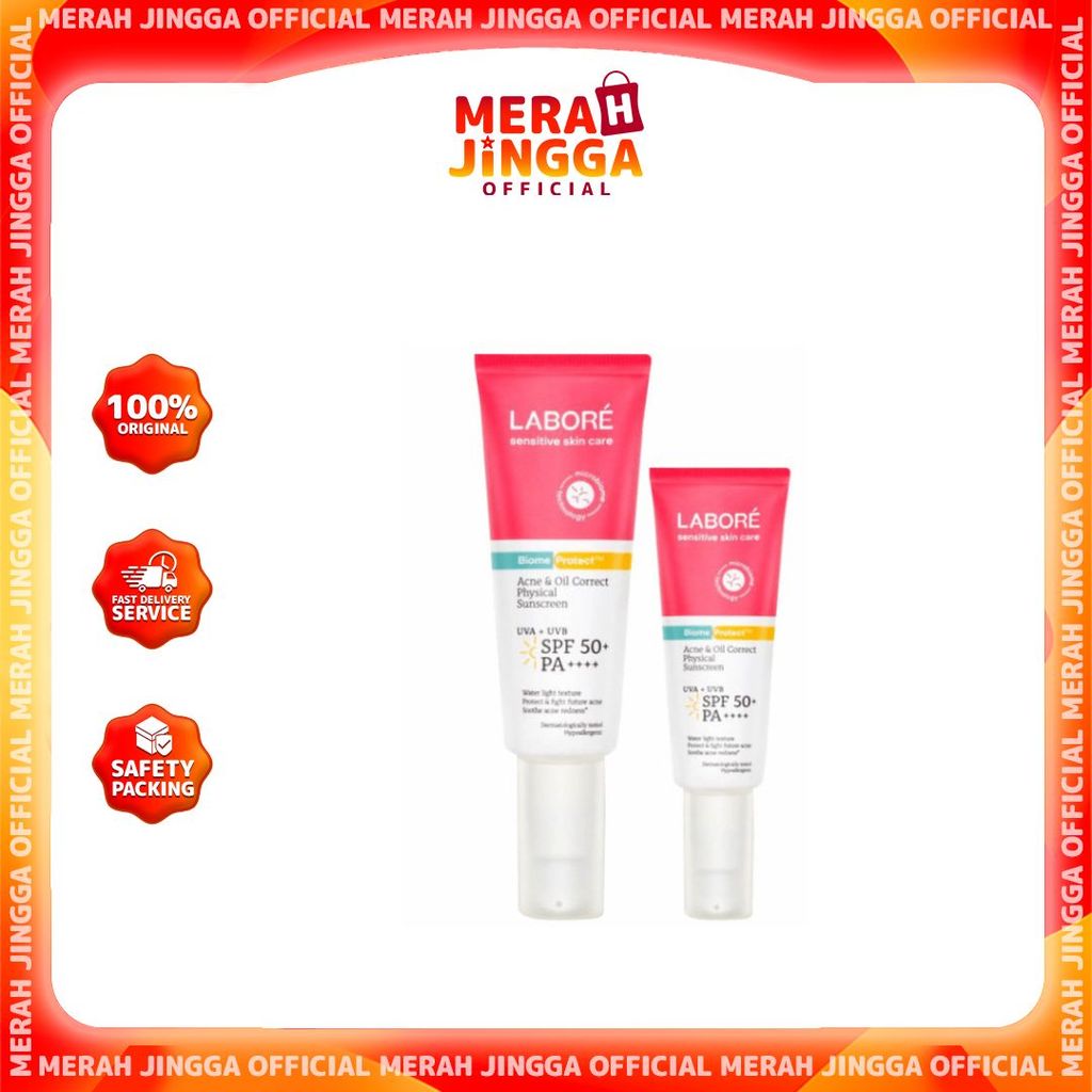 Labore Acne & Oil Correct Physical Sunscreen SPF50+ PA++++ Acne / Merah Jingga Official