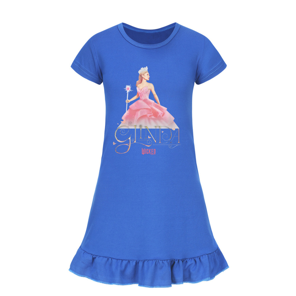 Kids Girls Wicked Witch Glinda Ariana Grande Printed Ruffle Short Sleeves  Casual Dress | Shopee Singapore