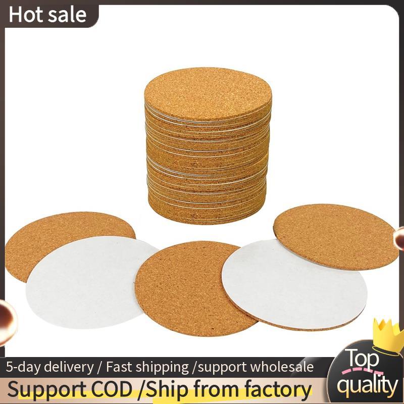 40 Pack Self-Adhesive Cork Round 3.5 Inch Backing Sheets Cork Coasters ...