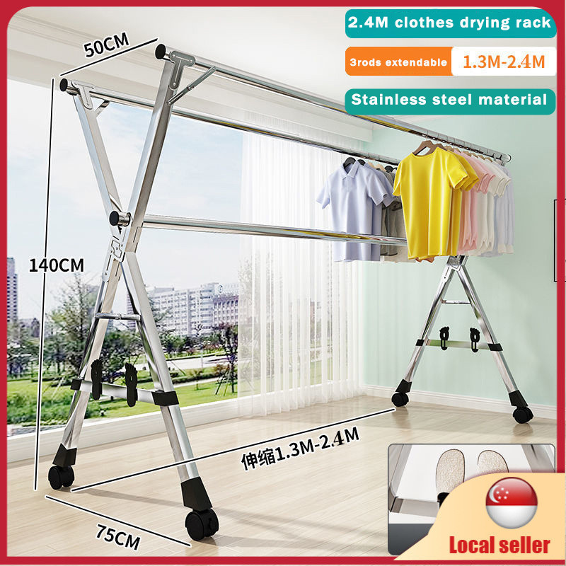 [Singapore in stock ] Folding clothes drying rack Thickened stainless ...