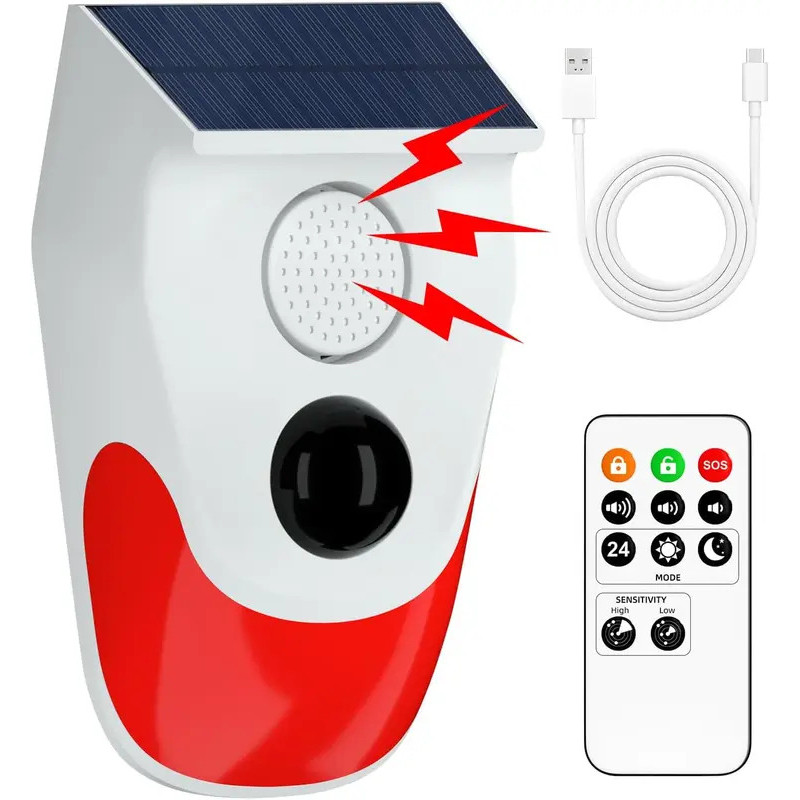 Solar Motion Sensor Outdoor Alarm,Adjustable Sensitivity Motion ...