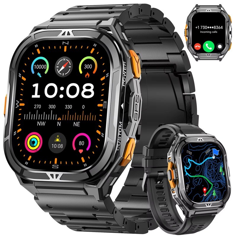 New GPS Track Smart Watch Men 5ATM Waterproof AMOLED Display Compass ...