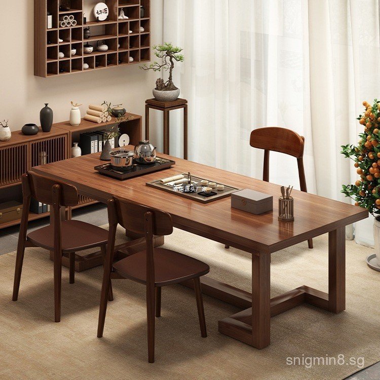 Solid Wood Tea Table and Chair Set One Table Five Chairs New Chinese ...