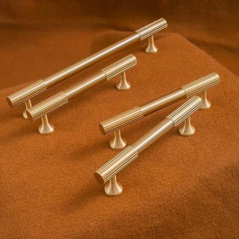 Drawer Handle Solid Brass Handle Vertical Lines Linear Kitchen Cabinet ...