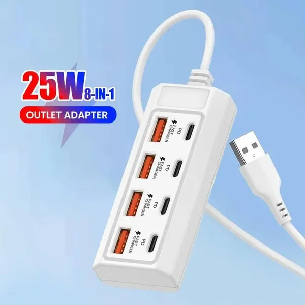 Twitch 8 in 1 USB Electrical Socket 25W Fast Charging Type C Power ...