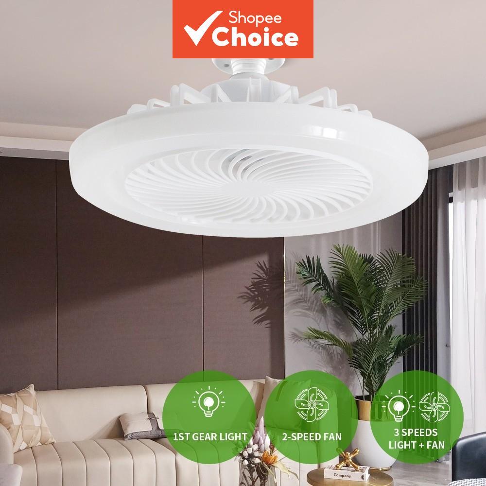 Ceiling Fan with Lights Fan Lamp 21W E27 Base Round Mini Fan Lamp 85 ...