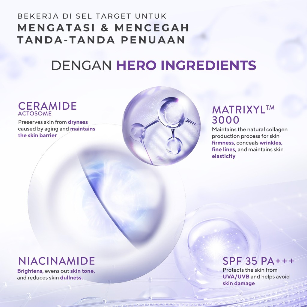 WARDAH Renew You Moisturizer Ceramide Matrixyl 3000 Lift & Firm SPF 35 PA+++ Brightening Day Cream - Krim Pelembab Wajah, Pencerah Wajah, Penghilang Jerawat, Mengencangkan Wajah, Menghilangkan Flek dan Bekas Jerawat - Skincare - Gambar 4