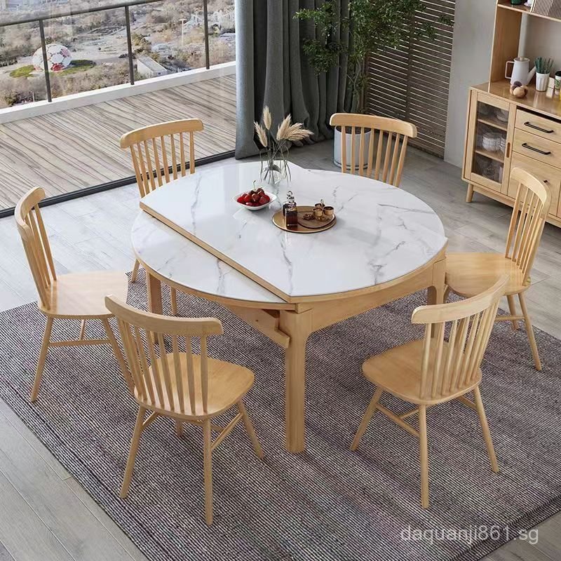 Nordic Solid Wood Rock Slab Dining Table Oak Round Table Home Small ...