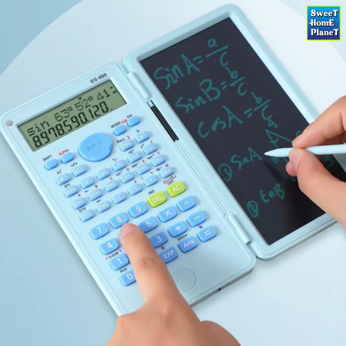 2-in-1 Scientific Calculator with LCD Writing Pad – 12 Digits Foldable ...