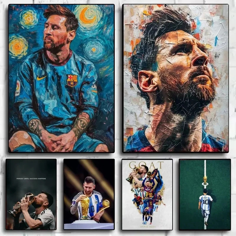 Football Star M-Messi Argentina Poster HD art sticky wall waterproof ...