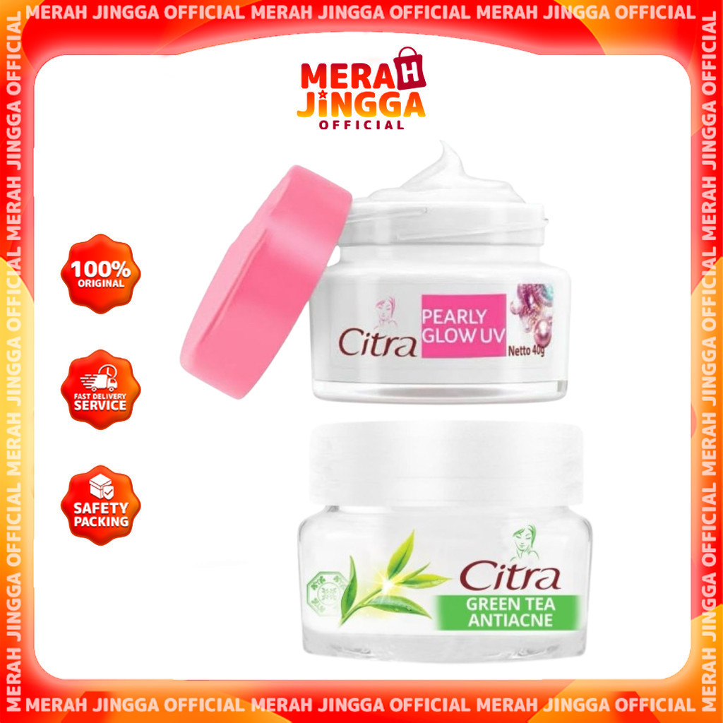 Citra Pearly White UV & Green Tea Antiacne Essence Cream 40gr / Merah Jingga Official