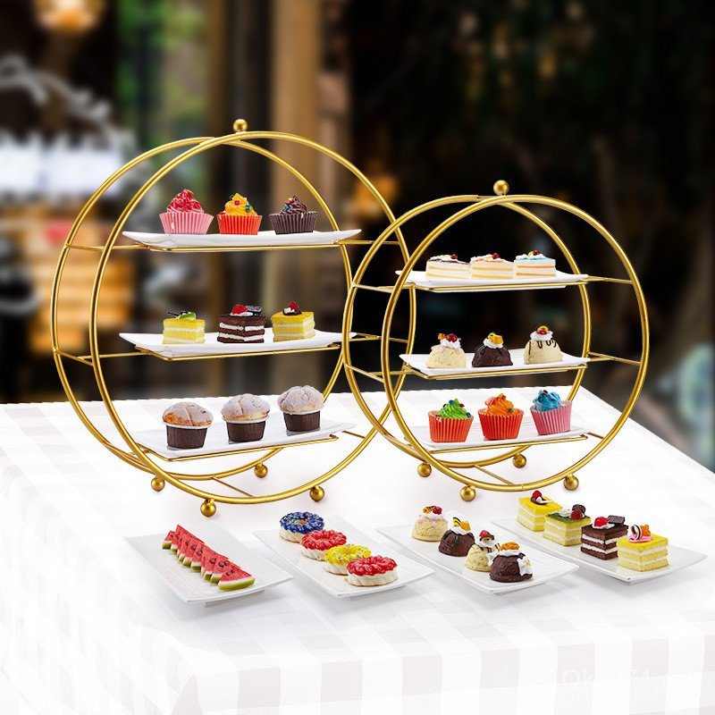 Dessert Rack European Style Three-Tier Cold Dish Display Rack Gold ...
