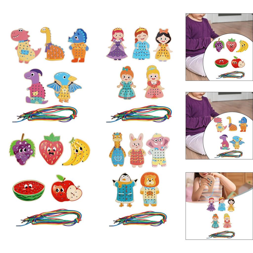 Xdnblun Lacing Cards Preschool Sewing Kit Threading Activity Wooden Photo Inspiration