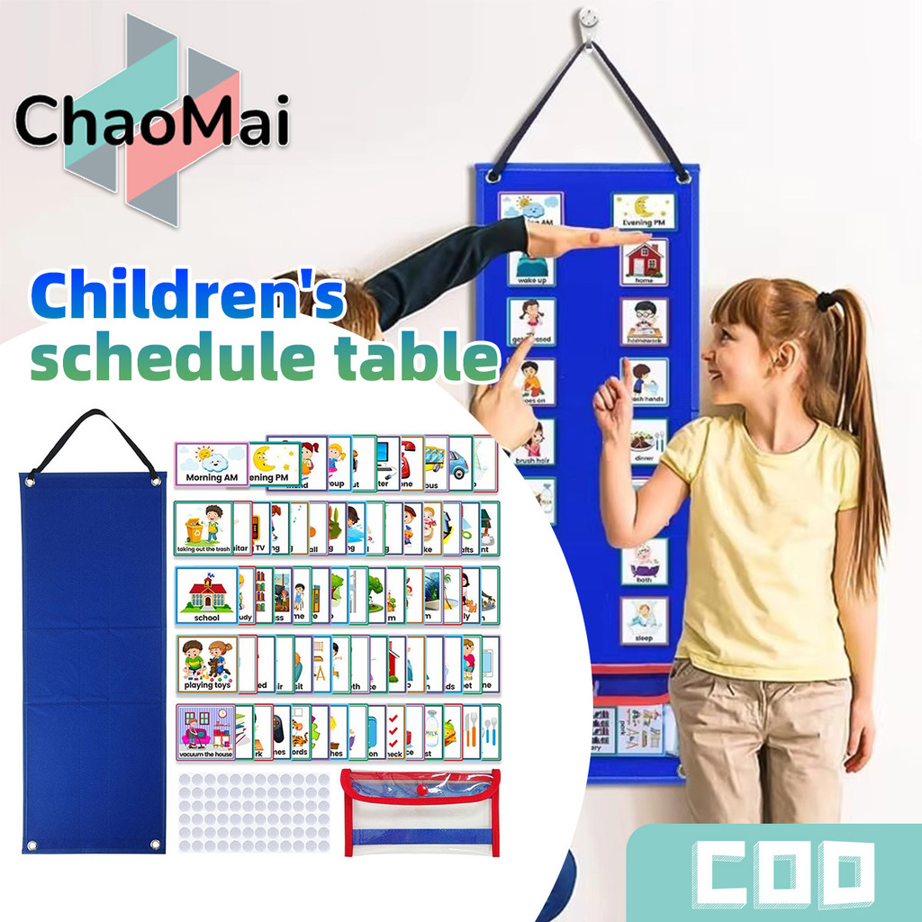 Children's Learning Schedule Board Educational Wall Chart System with ...