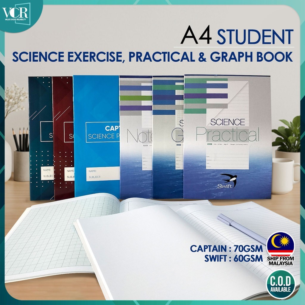 VCR A4 Exercise Book Science Graph Science Practice Notebook 60gsm ...