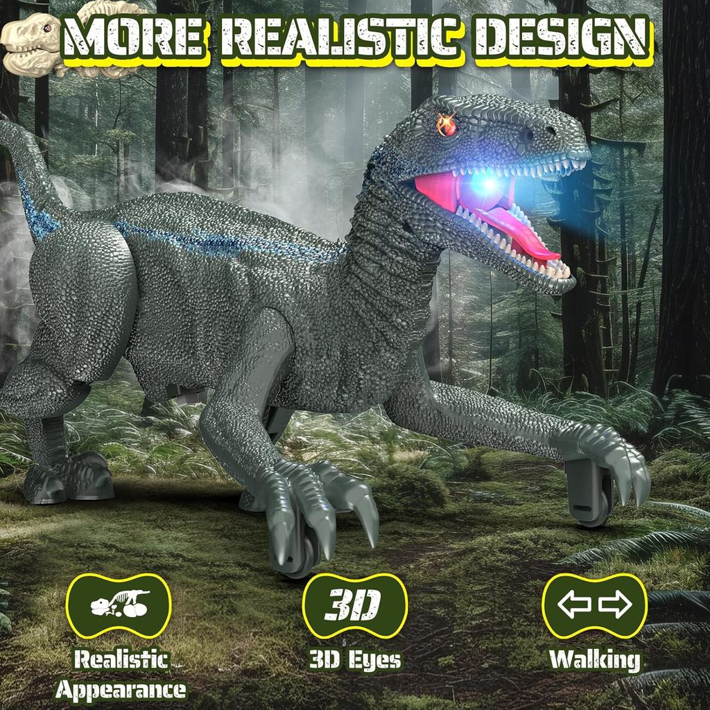 Remote Control Dinosaur, Realistic Dinosaur Toys for Kids 3-5, 2.4GHZ ...