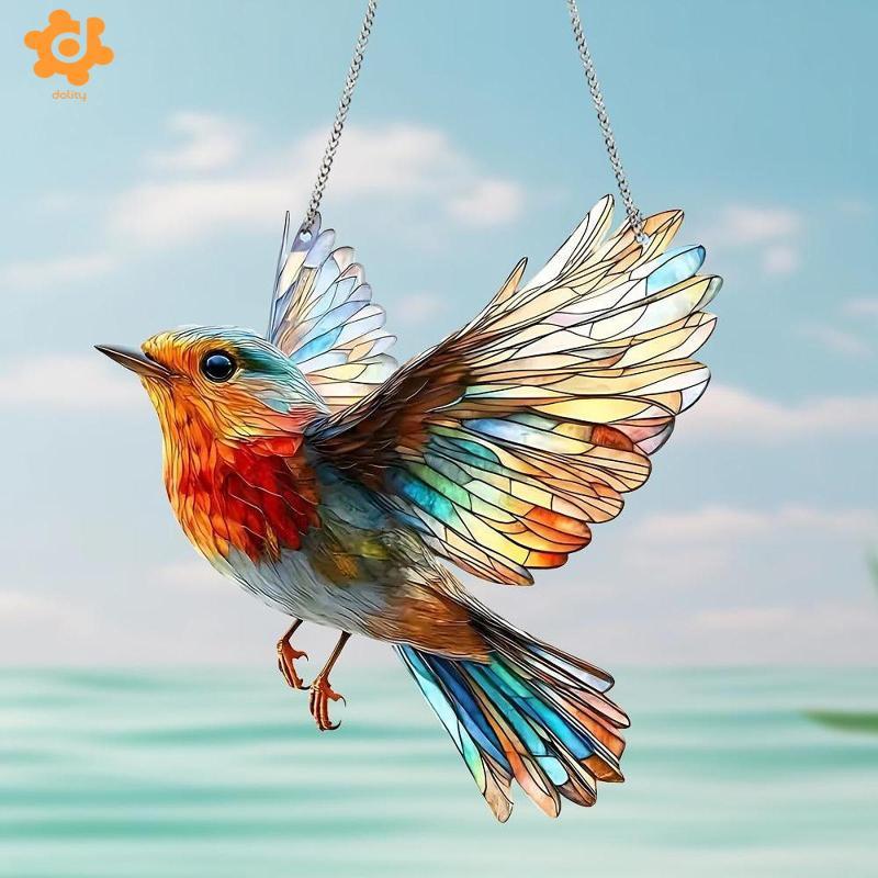 [Lacooppia2] Acrylic Stained Bird Suncatcher Versatile for Birds Lovers ...