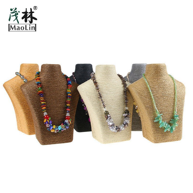 Woven Rope Straw Mat Small Mannequin Bust Model Portrait Neck Hemp Rope ...