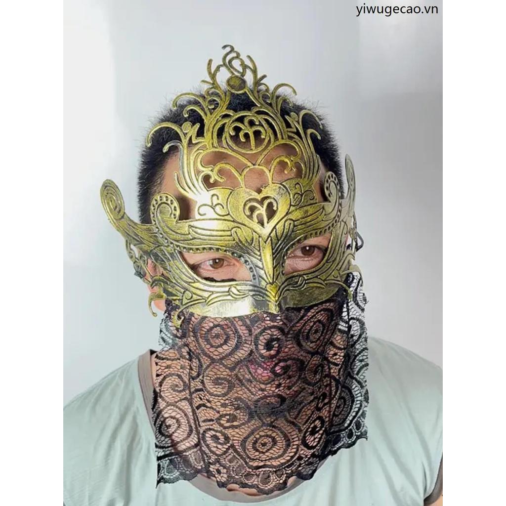 Halloween Party Ancient Roman Fighter Crown Half-Face Veil Retro Prom ...
