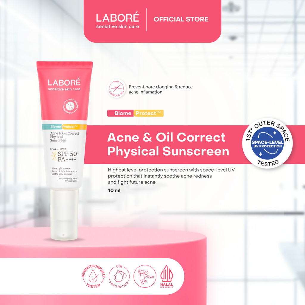 Labore Acne & Oil Correct Physical Sunscreen SPF50+ PA++++ Acne / Merah Jingga Official - Gambar 3