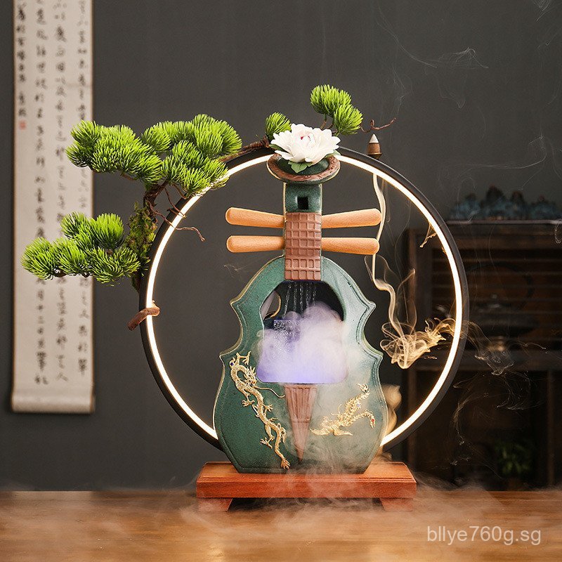 Chinese Style Water Flow Ornament Circulating Water Guitar Pipa ...