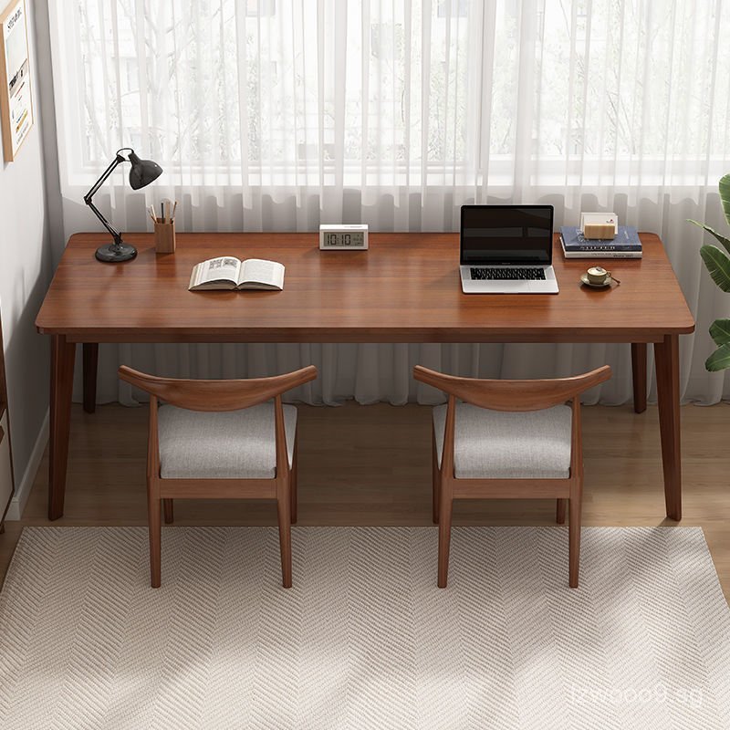 Double Desk Long Table Home Office Desk Computer Desk Solid Wood Desk ...