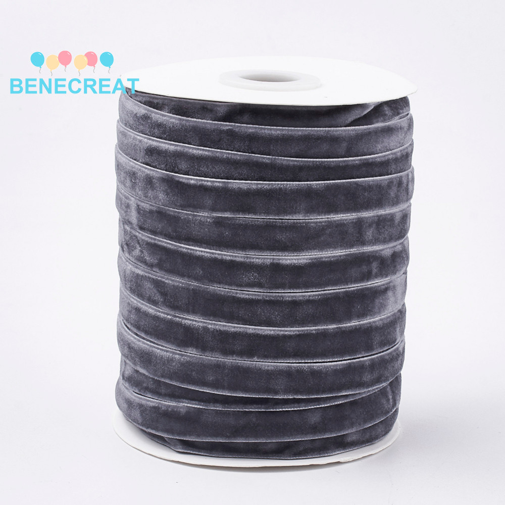 BENECREAT 1roll Single Face Velvet Ribbon Slate Gray 3/8 inch(9.5-10mm ...