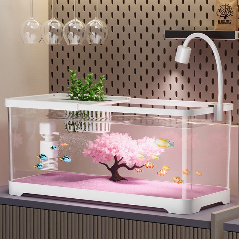 Desktop Fish Tank Cherry Blossom Ecological Landscaping Goldfish Tank ...