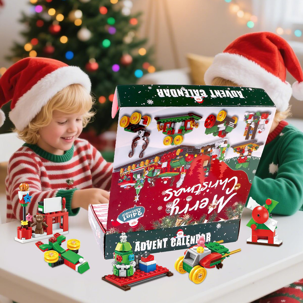 Christmas Train Advent Calendar 2025 Building Blocks Set W/LED Light ...