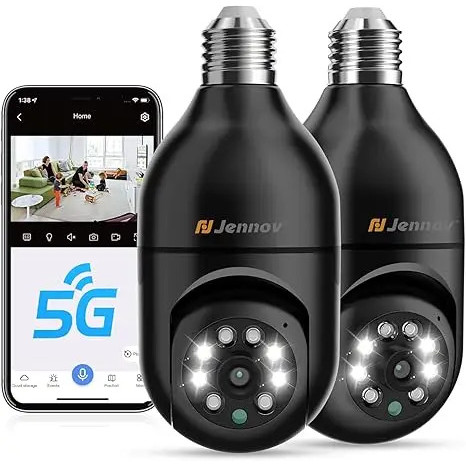 Jennov 2pcs 2k Wifi Light Bulb Security Camera Wireless Outdoor ...