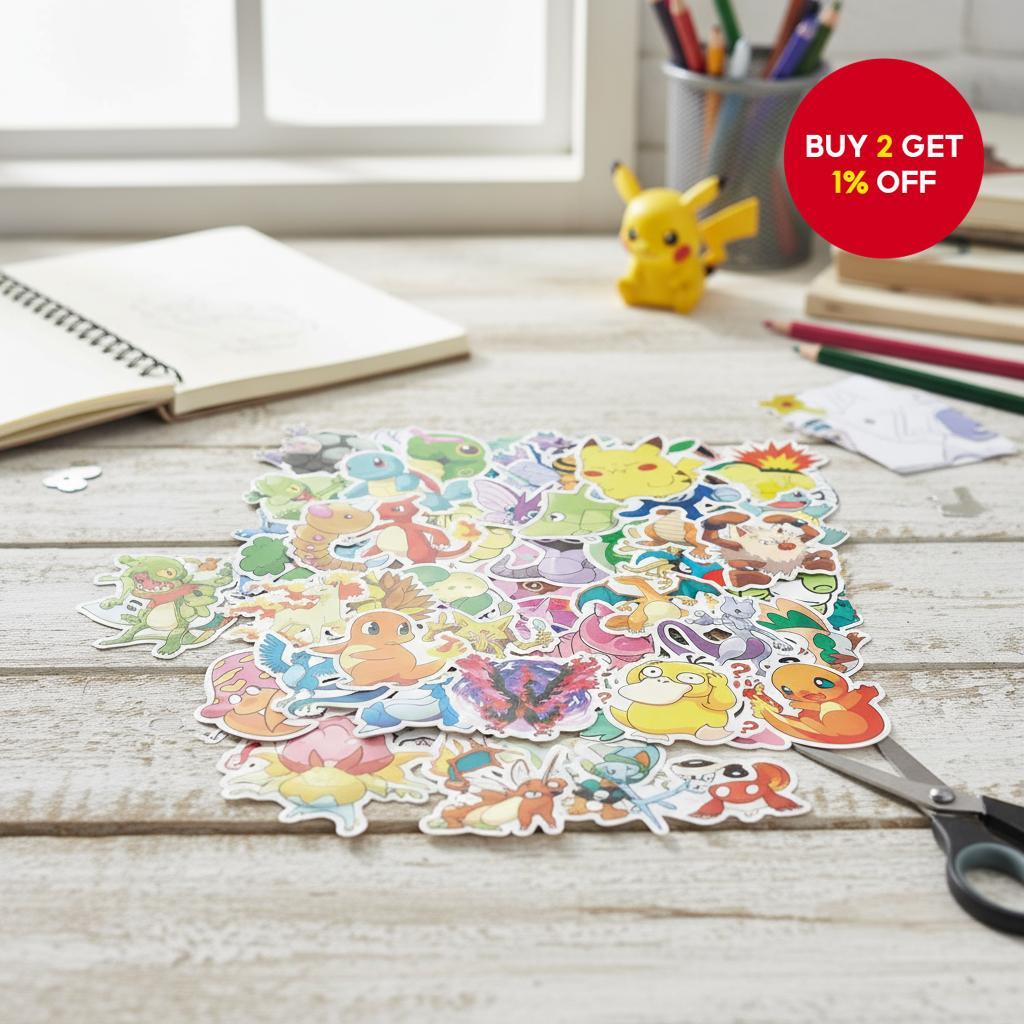 Adorable Pokémon Sticker Set - Pikachu & Pet Elf for Laptop, Tablet ...
