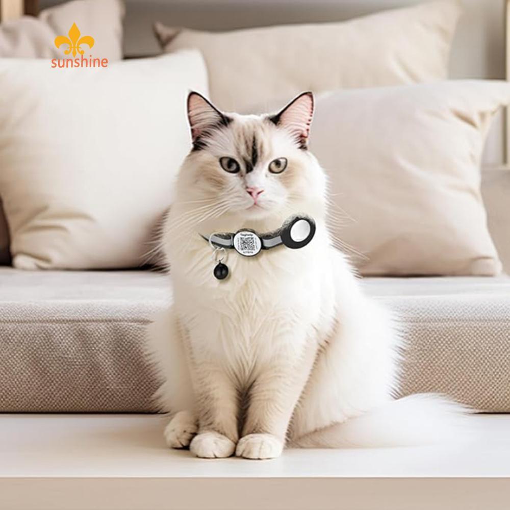 For Airtag Cat Collar Breakaway Cat ID Tag with QR Code Name Tag & Bell ...
